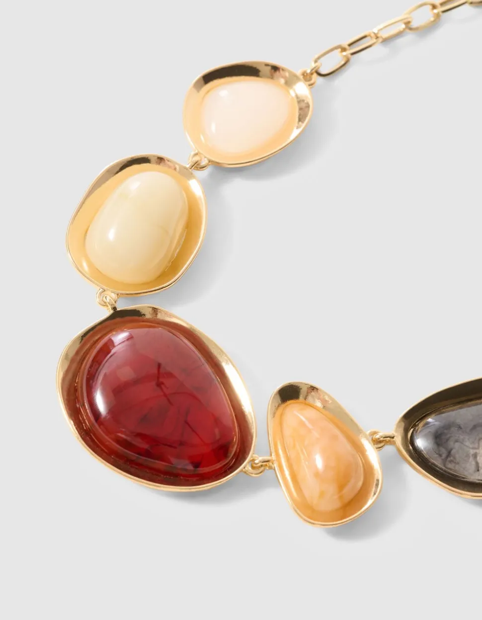 Gekleurde Stenen Ketting Goud