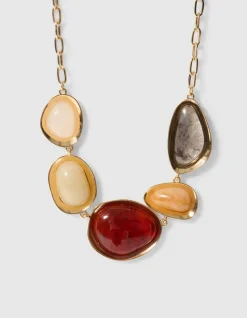 Gekleurde Stenen Ketting Goud