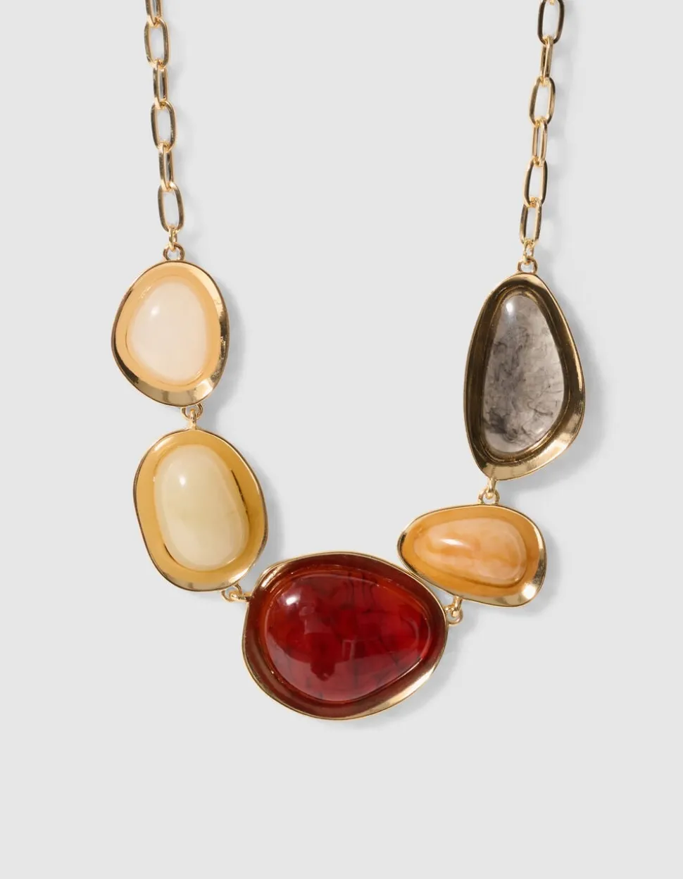 Gekleurde Stenen Ketting Goud