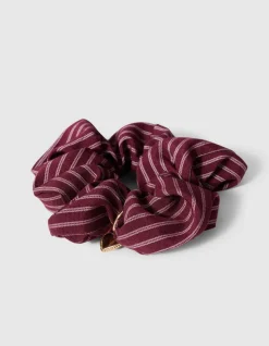 Gestreepte Scrunchie Donkerrood
