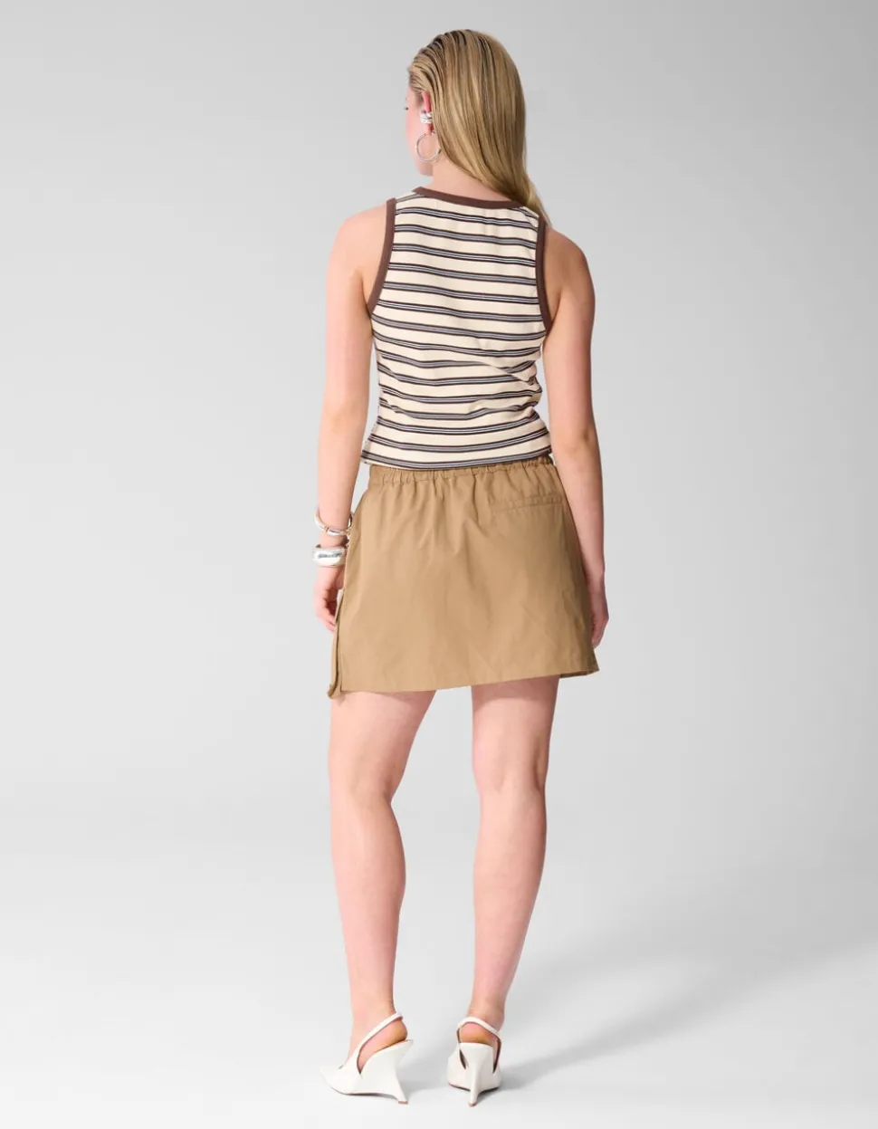 Gestreept Label Singlet Gebroken Wit