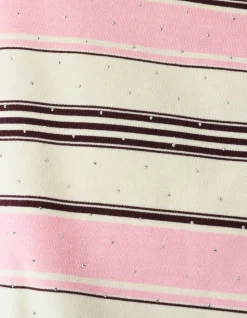 Gestreept Strass Longsleeve T-shirt Roze