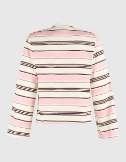 Gestreept Strass Longsleeve T-shirt Roze