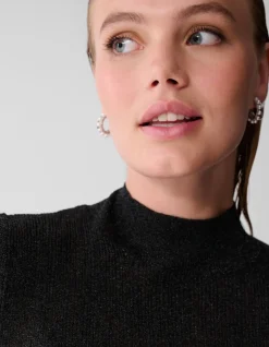 Glitter Col Top Zwart