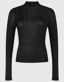 Glitter Col Top Zwart