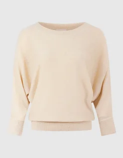 Glitter Vleermuis Trui Beige