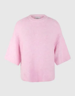 Hairy Short Sleeve Top Roze