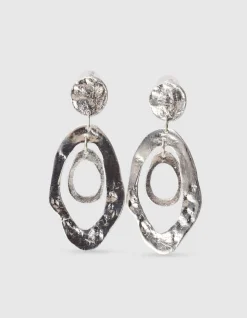 Hammerd Oval Oorbellen Zilver