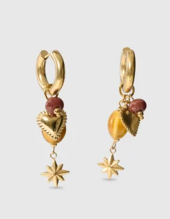 Heart Charm Oorbellen Goud