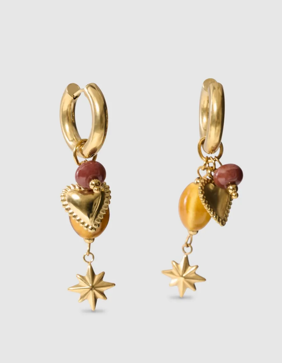 Heart Charm Oorbellen Goud