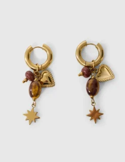 Heart Charm Oorbellen Goud
