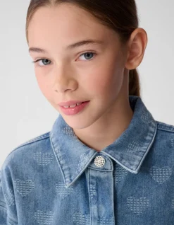 Heart Denim Blouse Blauw