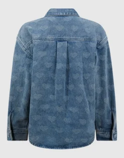 Heart Denim Blouse Blauw