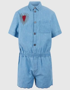 Heart Denim Jumpsuit Lichtblauw