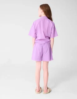 Heart Embroidery Short Paars