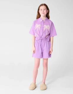 Heart Embroidery Short Paars