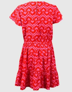 Heart Print Mini Jurk Roze