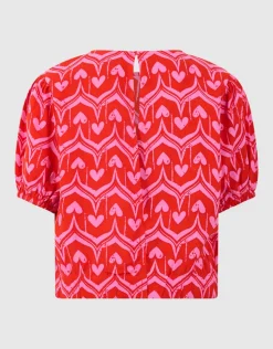 Heart Print Top Roze/Rood