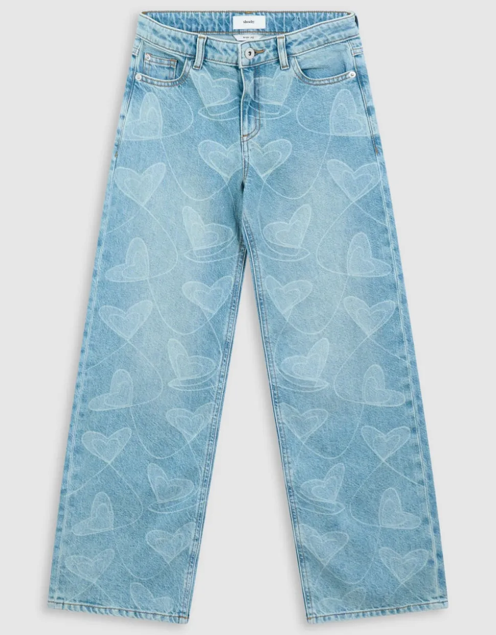 Heart Print Wide Leg Fit Jeans Blauw