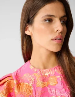 Jacquard Flower Mini Jurk Roze