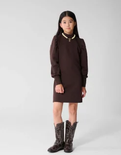 Jacquard Mini Jurk Donkerbruin