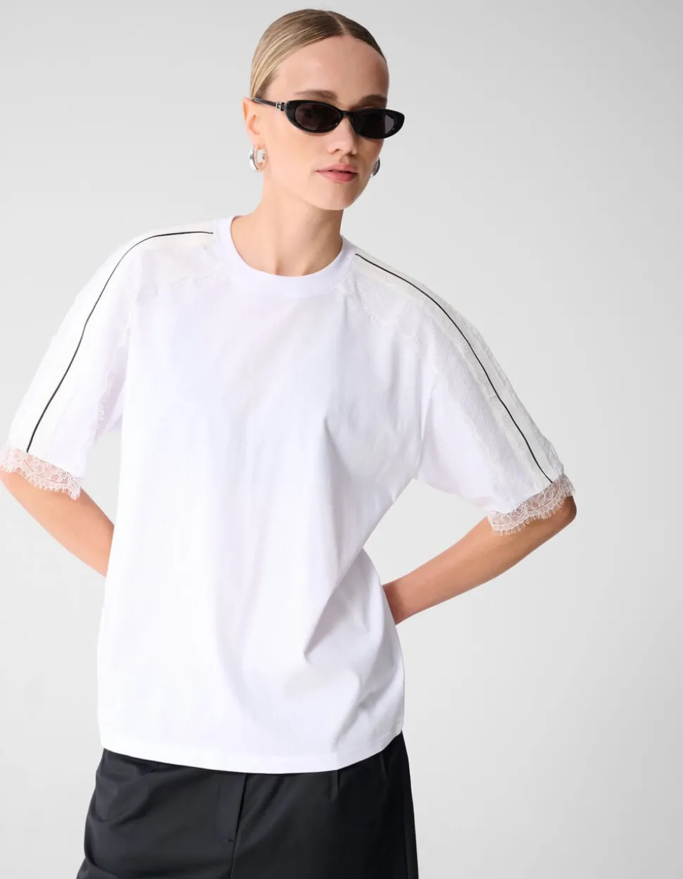 Kanten T-shirt Wit