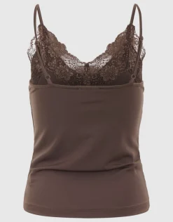 Lace Mix Singlet Donkerbruin