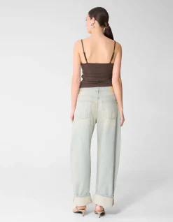 Lace Mix Singlet Donkerbruin