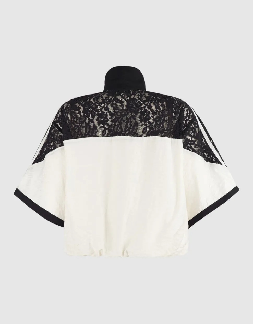 Lace Mix Track Blouse Zwart/Gebroken Wit