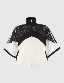 Lace Mix Track Blouse Zwart/Gebroken Wit