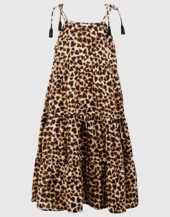 Layer Leopard Print Jurk Bruin
