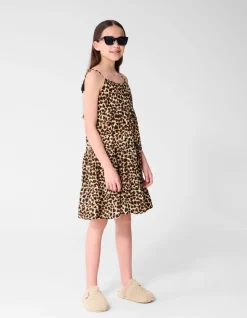 Layer Leopard Print Jurk Bruin