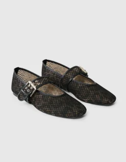 Leopard Mesh Ballerina's Zwart/Bruin