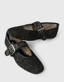 Leopard Mesh Ballerina's Zwart/Bruin