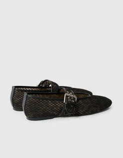 Leopard Mesh Ballerina's Zwart/Bruin