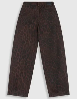 Leopard Print Baggy Fit Jeans Donkerbruin