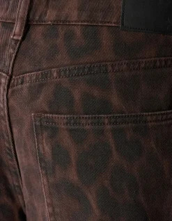 Leopard Print Baggy Fit Jeans Donkerbruin