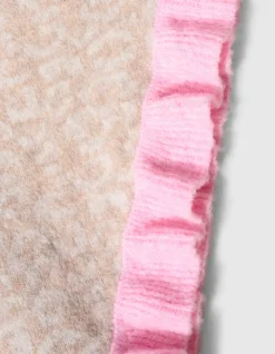 Leopard Ruffle Sjaal Beige/Roze