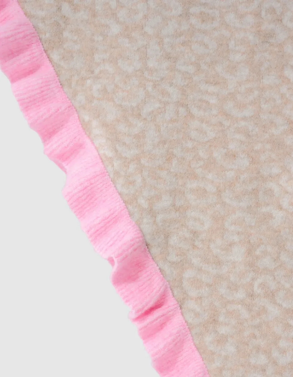 Leopard Ruffle Sjaal Beige/Roze
