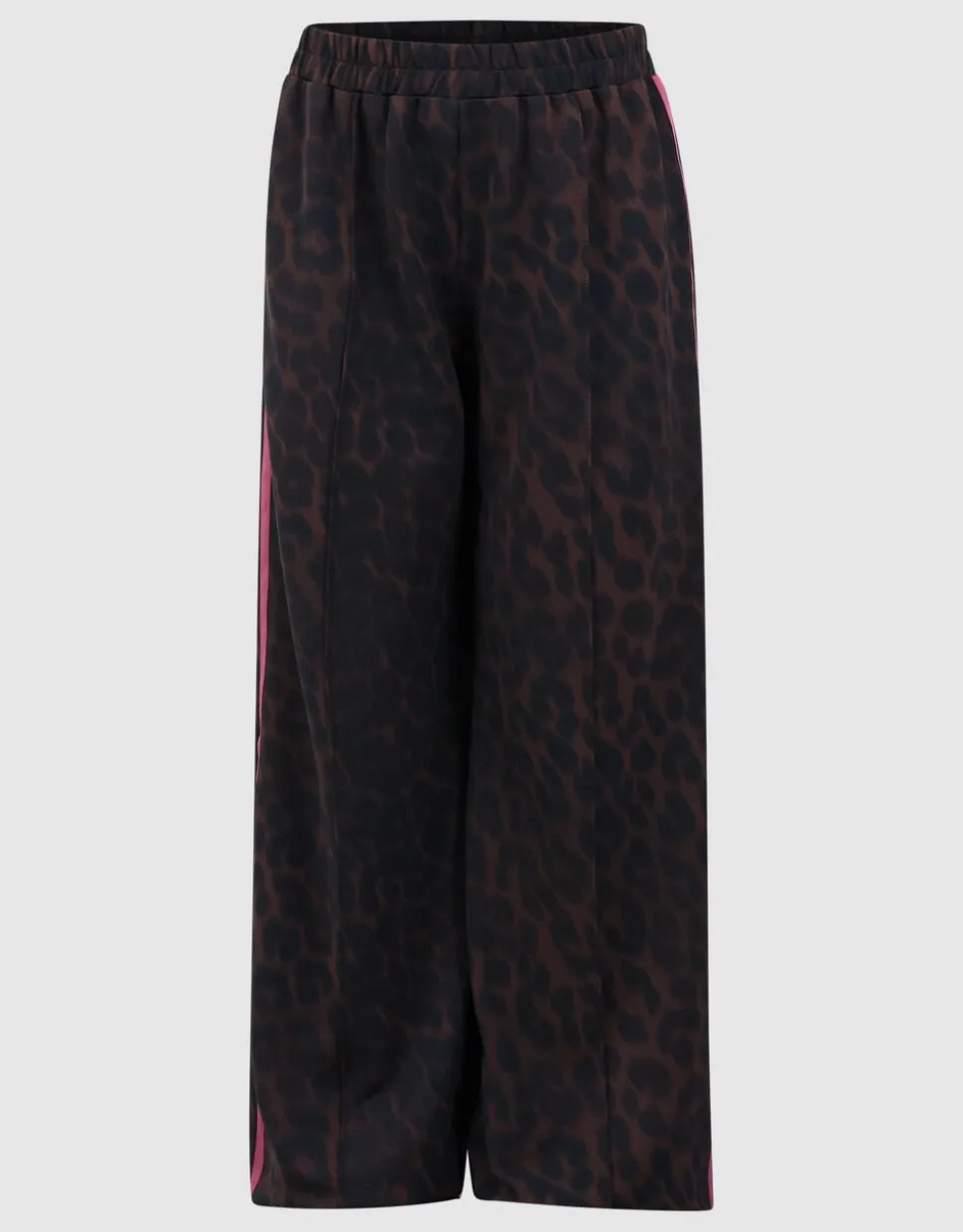 Leopard Stripe Wide Leg Fit Broek Donkerbruin