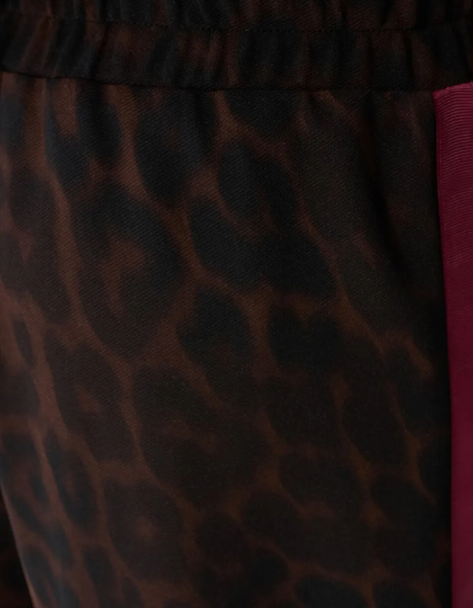 Leopard Stripe Wide Leg Fit Broek Donkerbruin