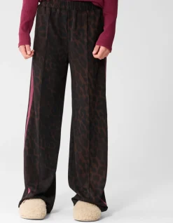 Leopard Stripe Wide Leg Fit Broek Donkerbruin