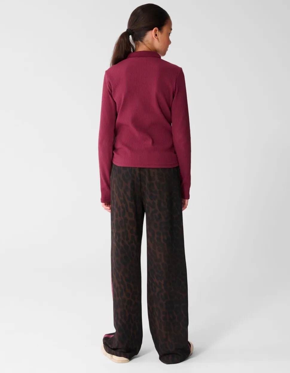 Leopard Stripe Wide Leg Fit Broek Donkerbruin