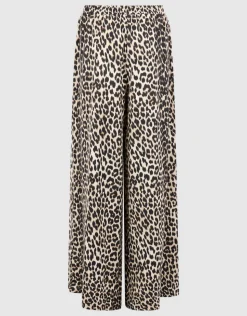 Leopard Twist Wide Leg Fit Broek Bruin