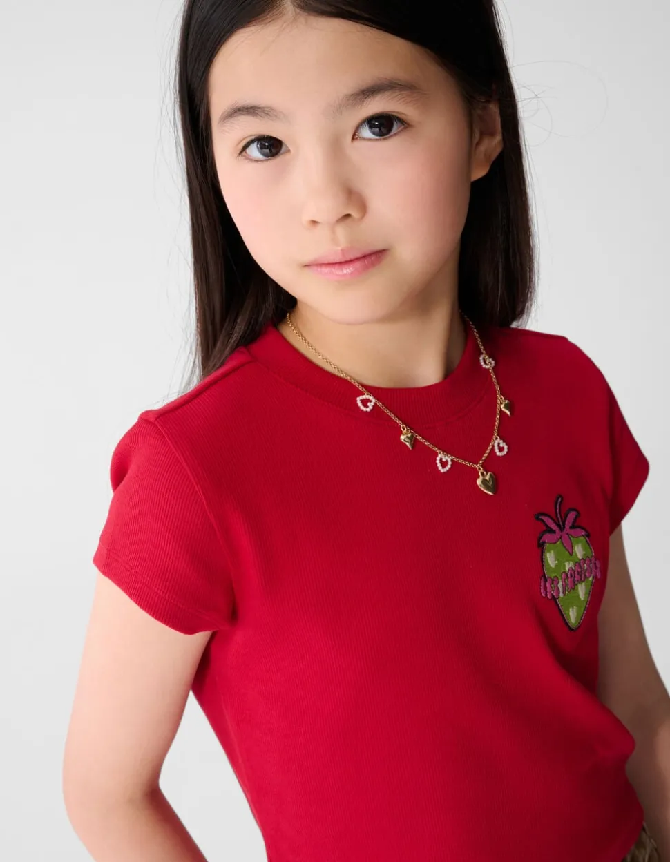 Les Fraises Rib Crop Top Rood