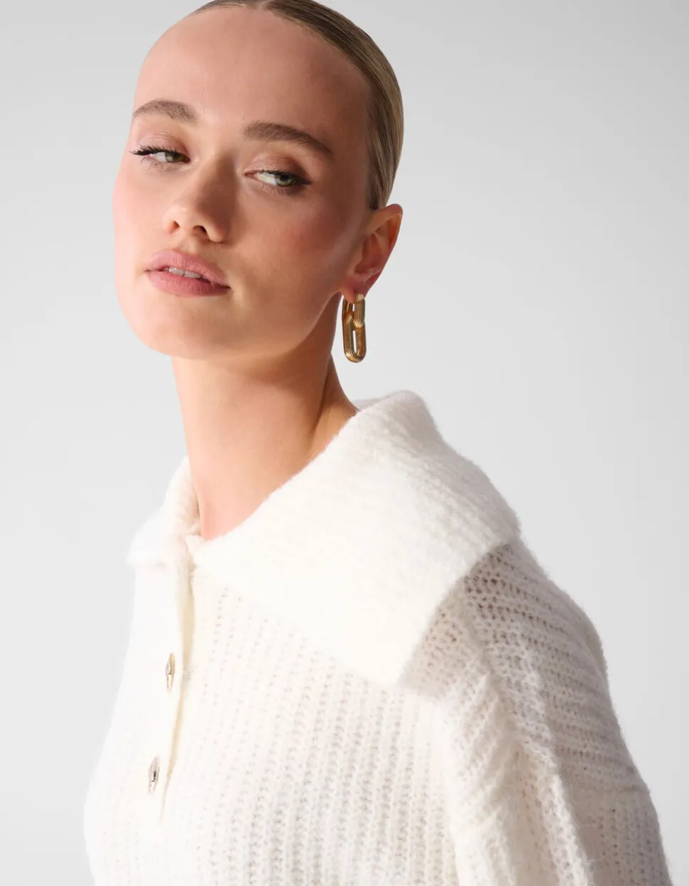 Lined Oval Oorbellen Goud