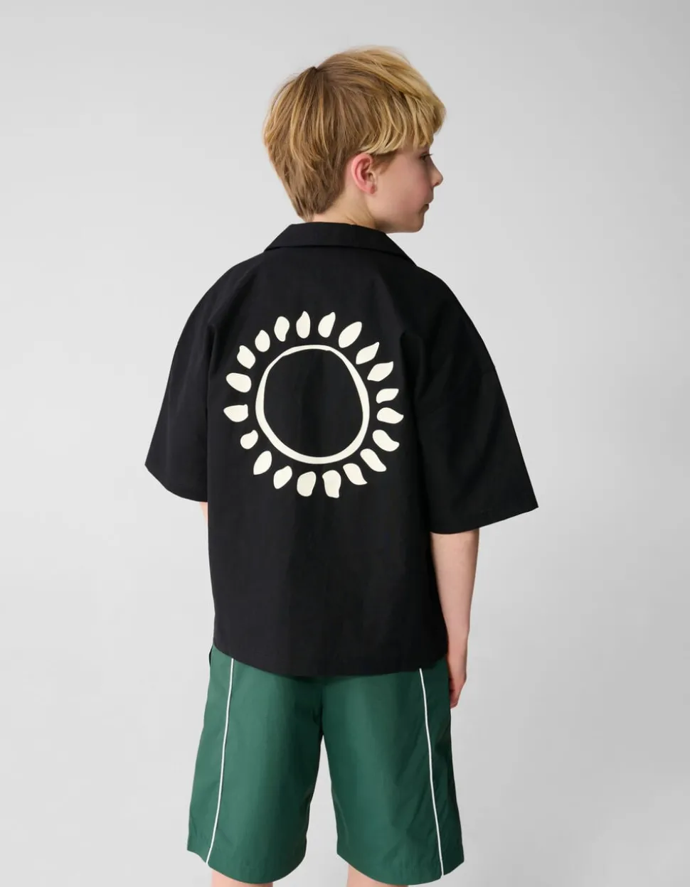 Linnen Artwork Overshirt Zwart