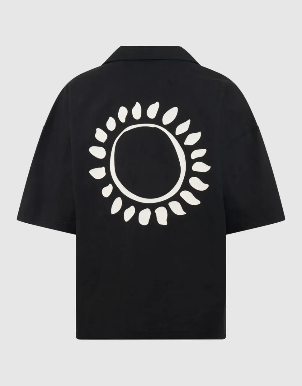 Linnen Artwork Overshirt Zwart