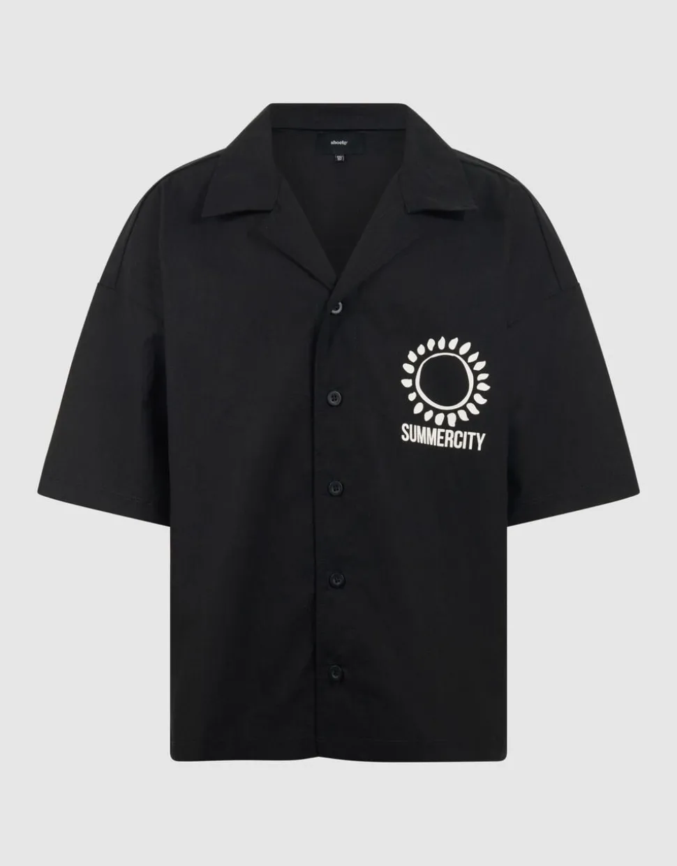 Linnen Artwork Overshirt Zwart