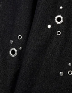 Linnen Eyelet Blouse Zwart